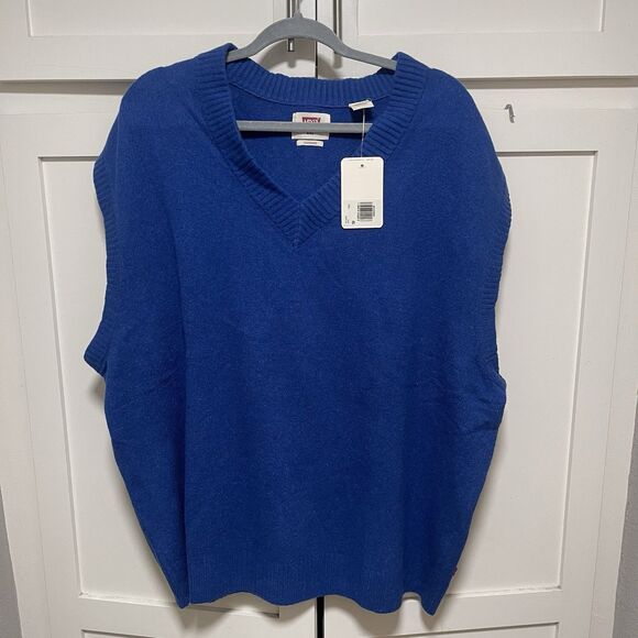 Levi's Sweater Vest Royal Blue Knit Pull Over Mens Medium Cotton Vneck XXL NWT - Picture 7 of 7